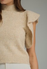 Oatmeal Mock Neck Sleeveless Sweater