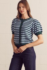 Green/Blue Striped S/S Cardigan