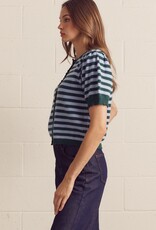 Green/Blue Striped S/S Cardigan