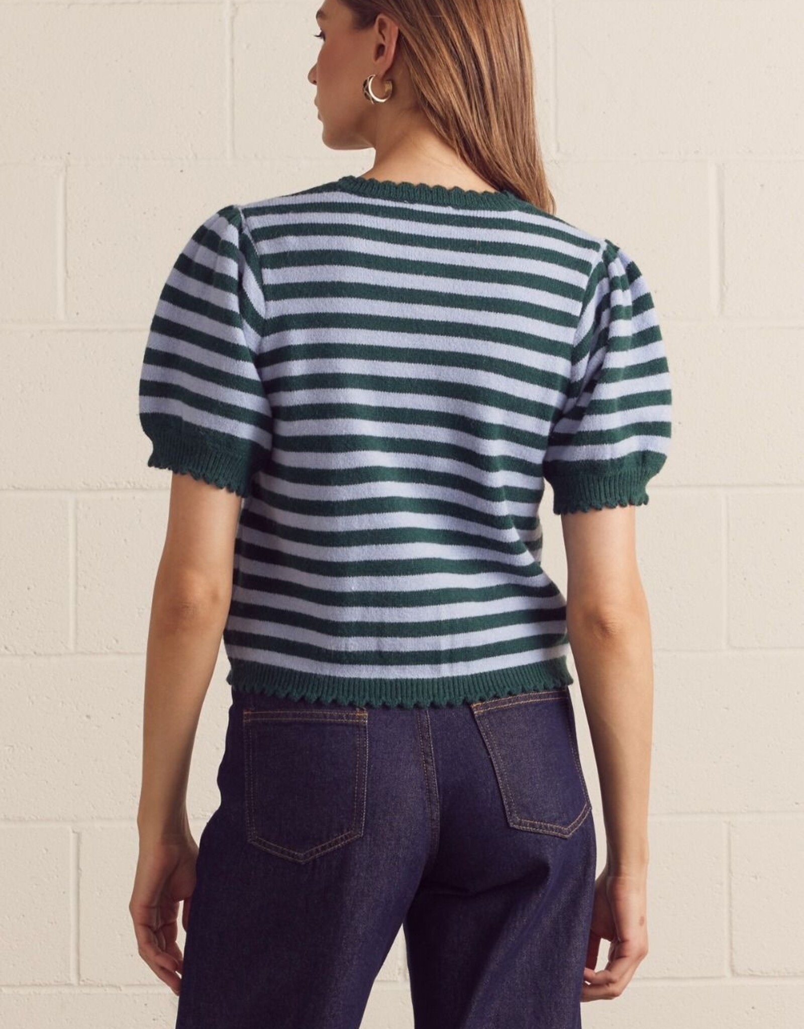 Green/Blue Striped S/S Cardigan