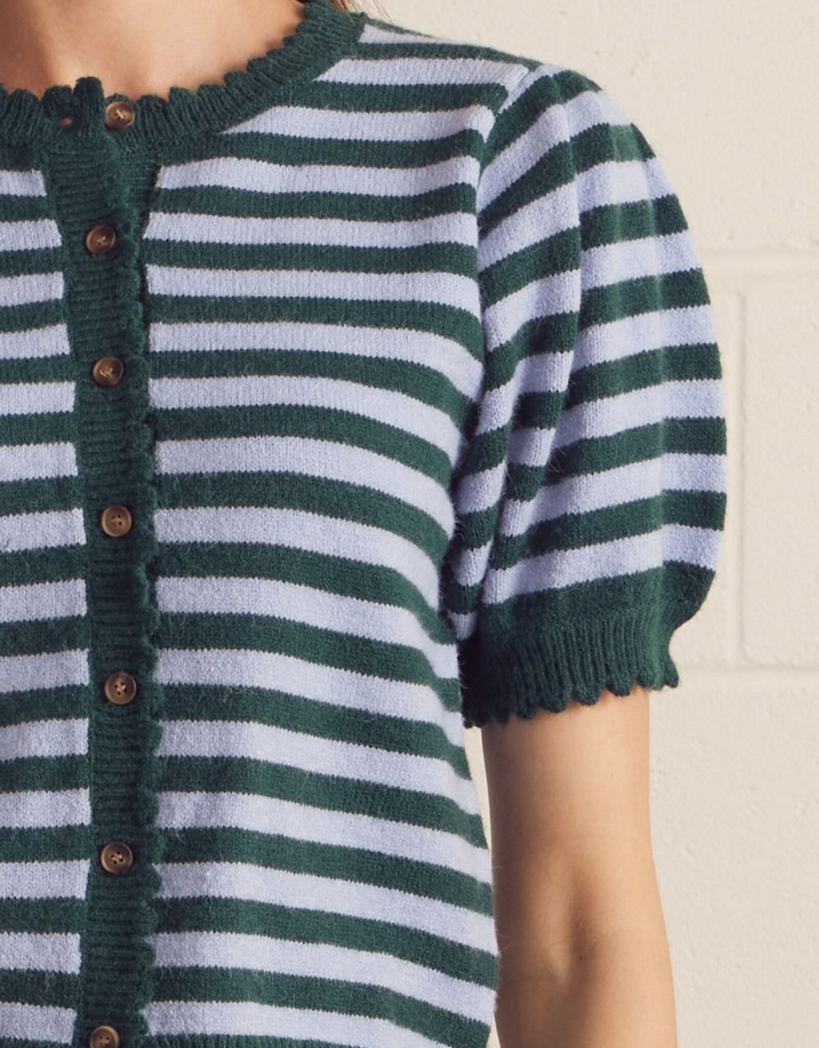 Green/Blue Striped S/S Cardigan