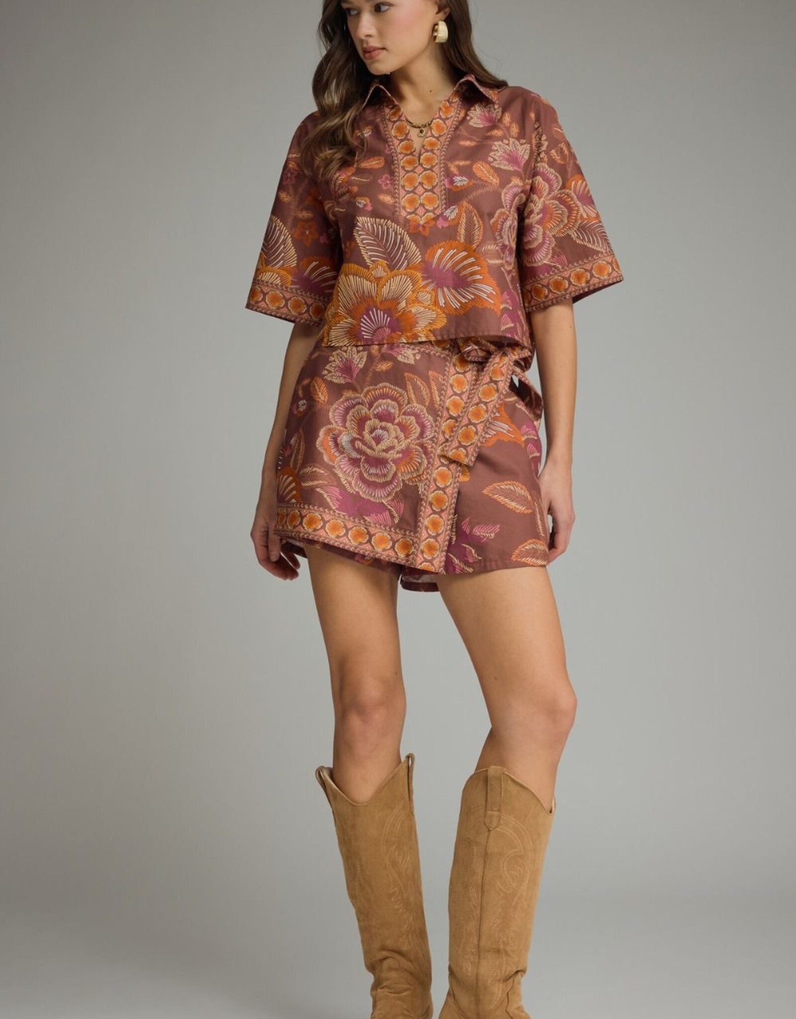 Terra Cotta Botanical Skort Set