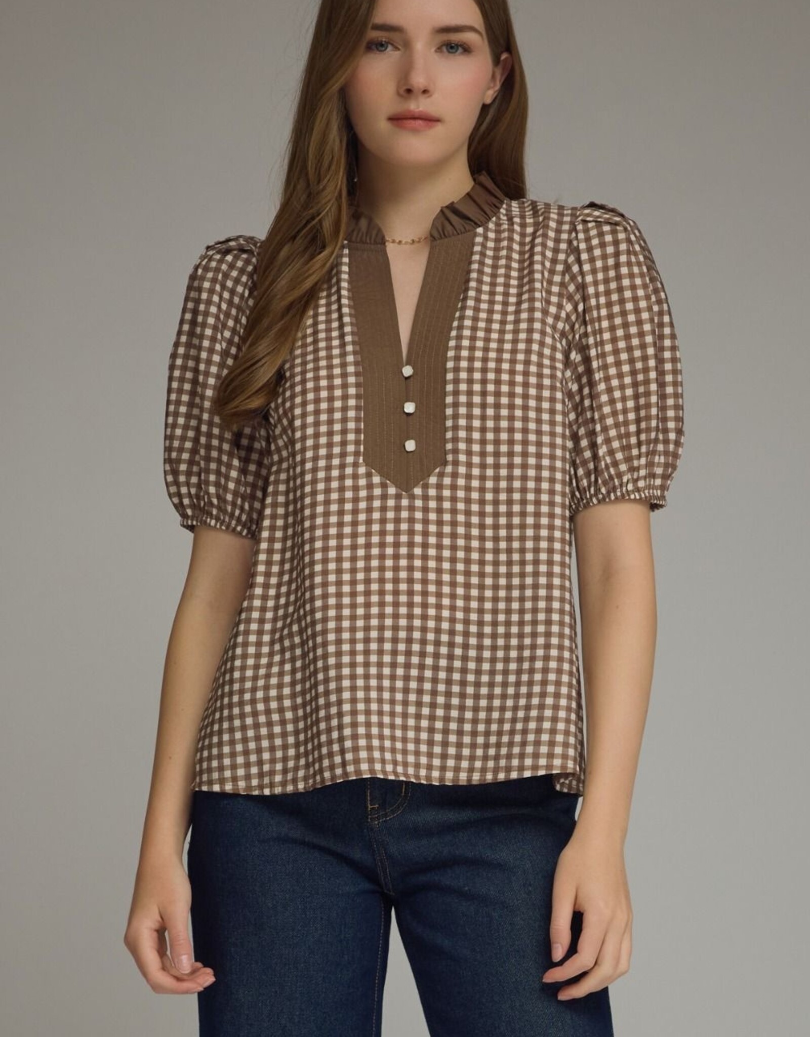 Brown Gingham Blouse