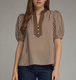 Brown Gingham Blouse