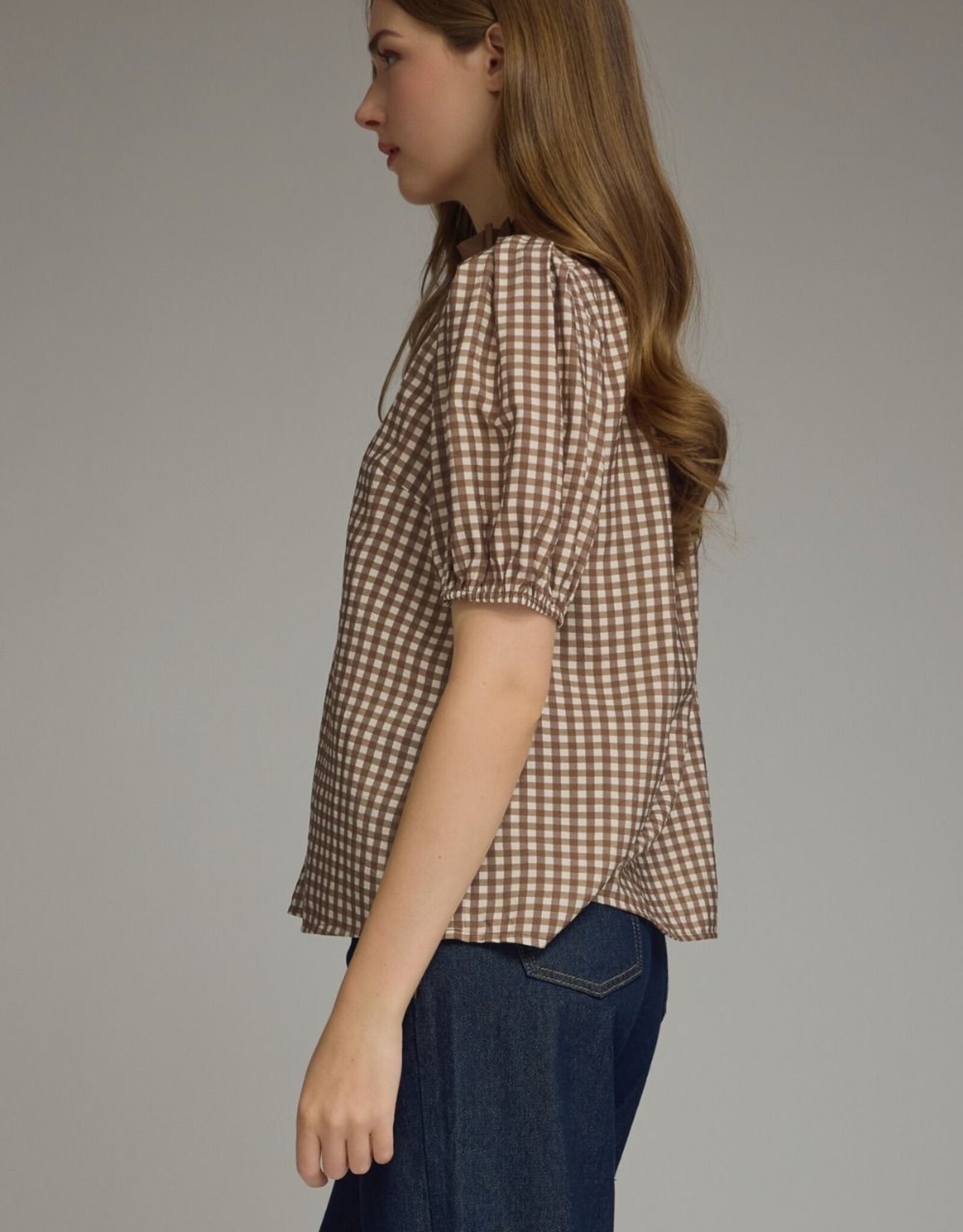 Brown Gingham Blouse