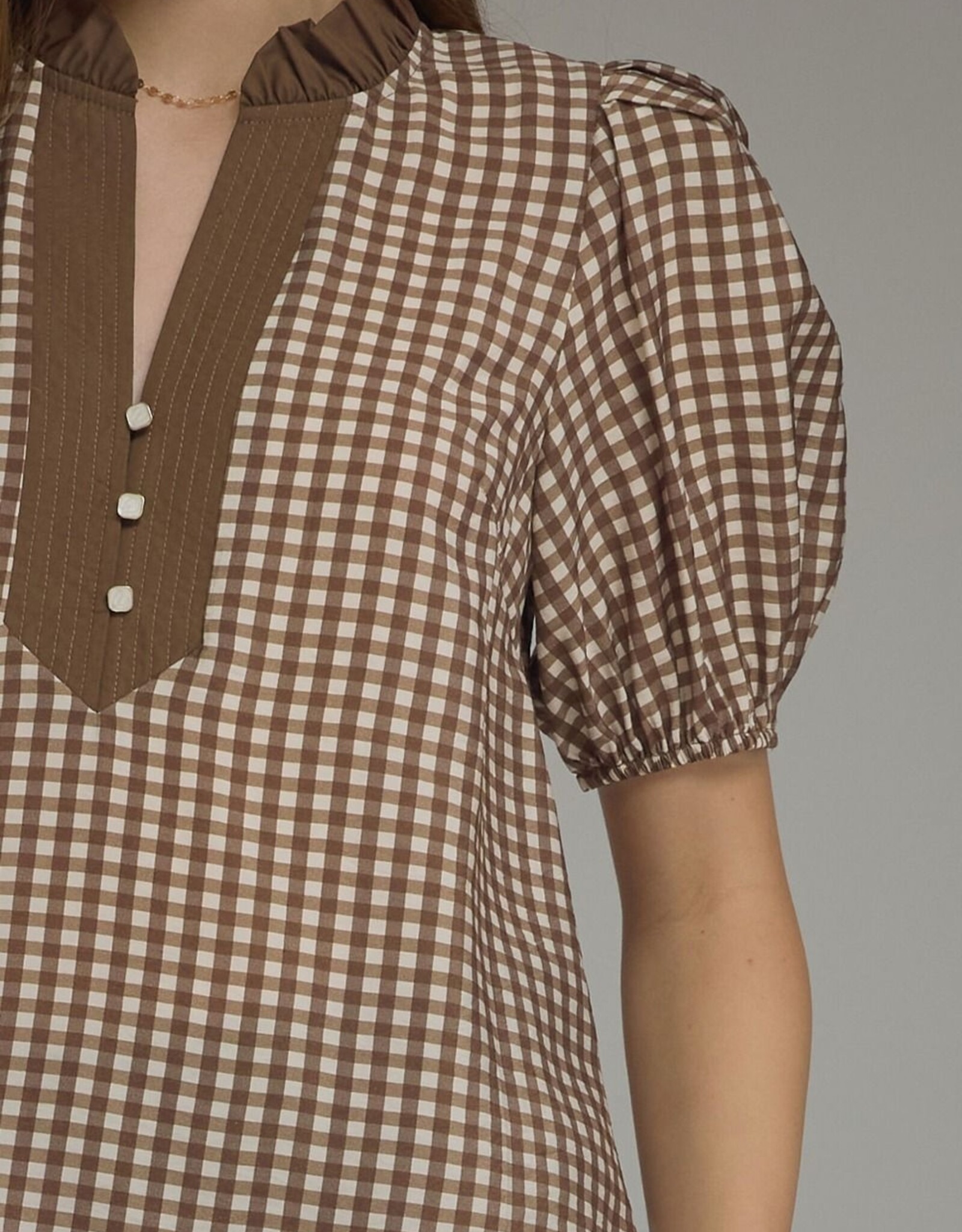 Brown Gingham Blouse