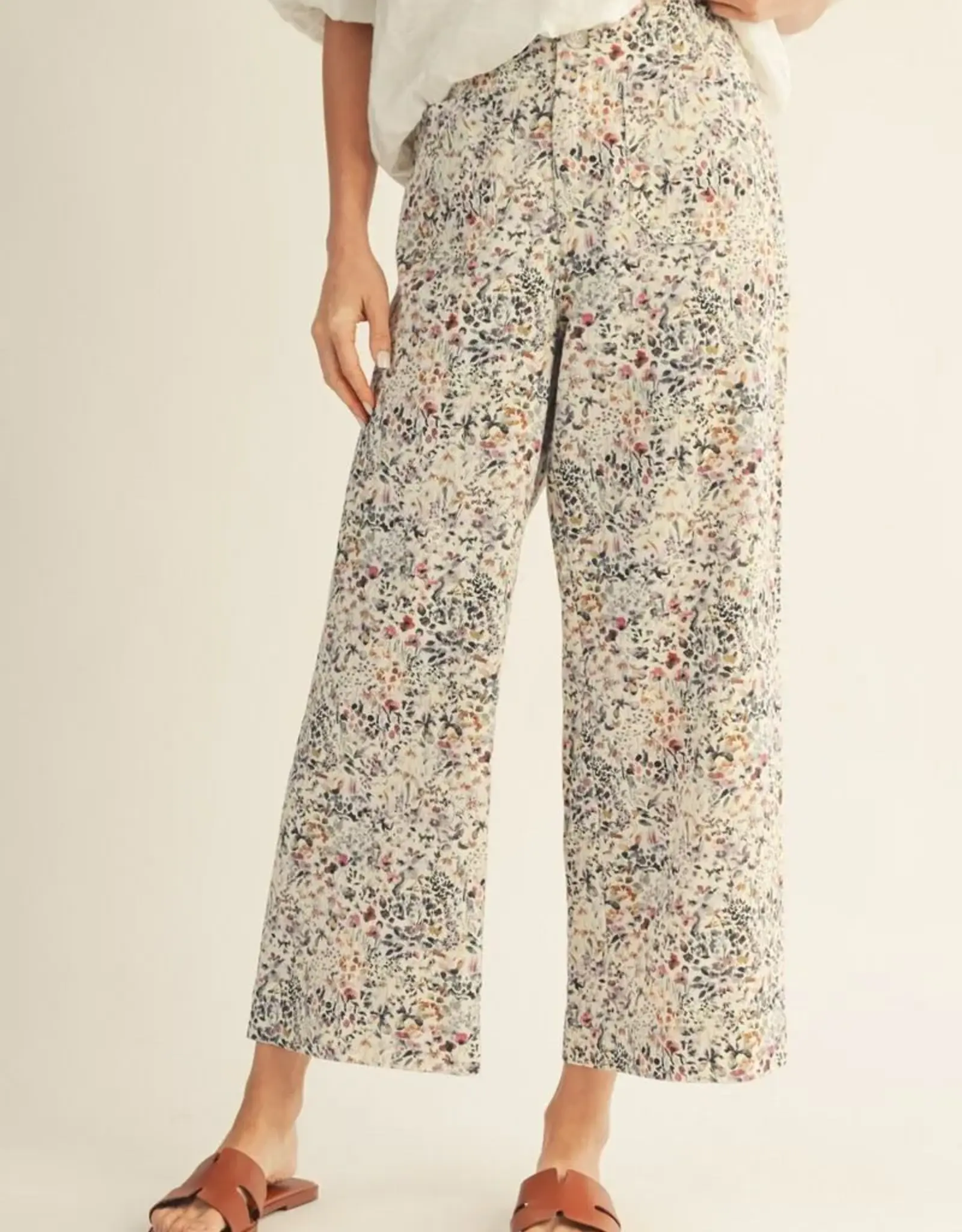 Blush Floral Wide Leg Pant