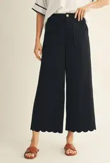 Black Scallop Wide Leg Pant
