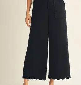 Black Scallop Wide Leg Pant