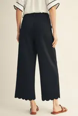 Black Scallop Wide Leg Pant