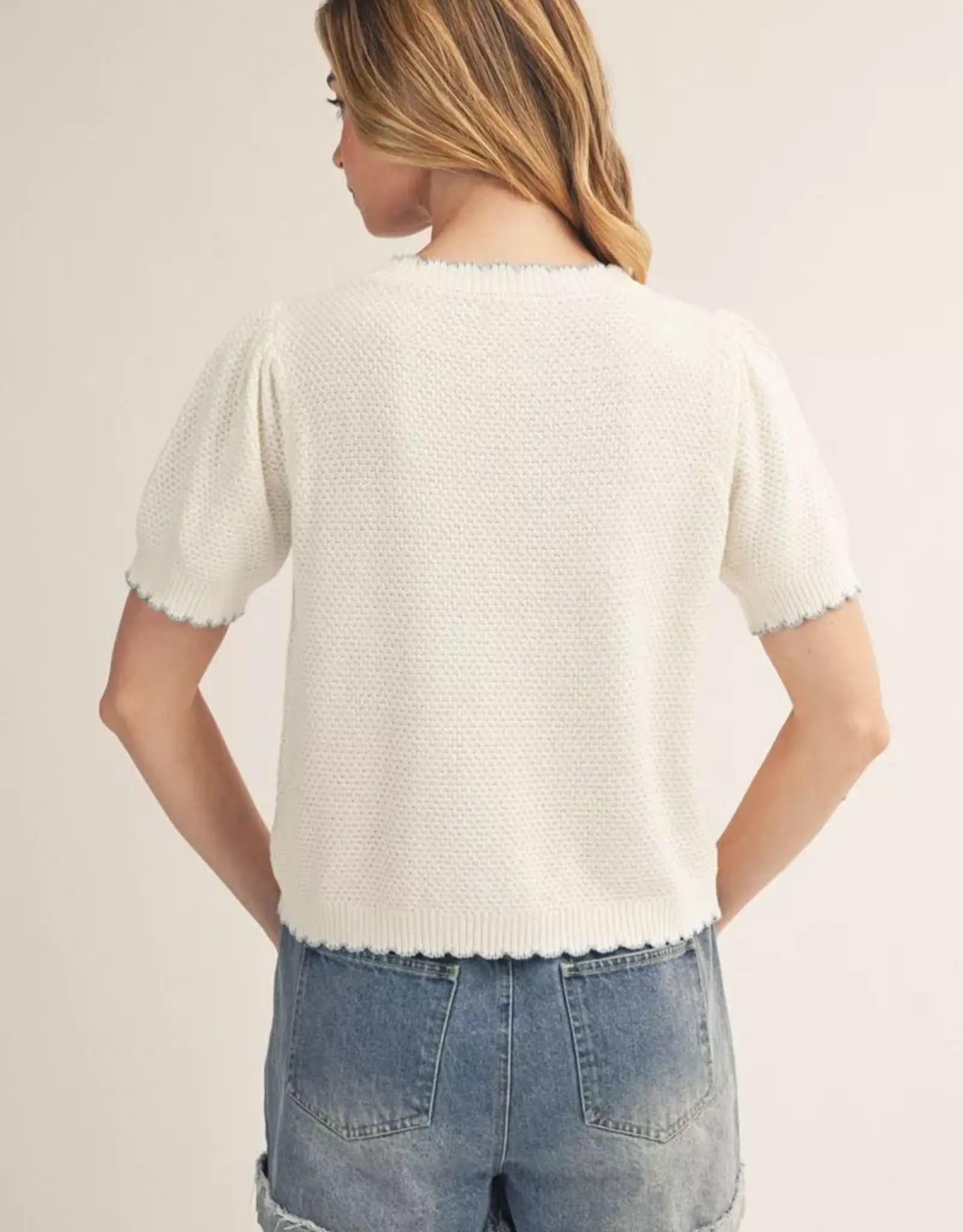 Scallop Trim S/S Sweater
