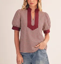 Striped Puff Sleeve Top
