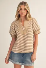 Striped Puff Sleeve Top