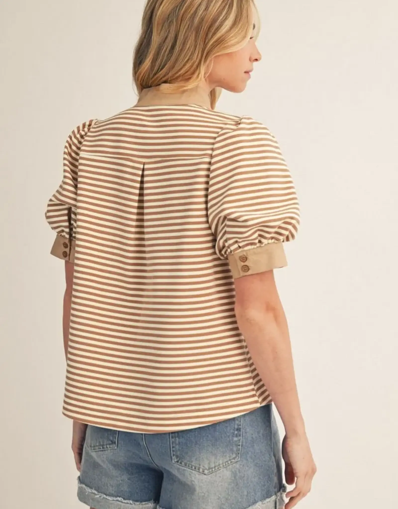 Striped Puff Sleeve Top
