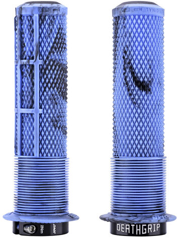 DMR DMR DeathGrip 2 Flanged Grips - Thick, Lock-On, Blue Marble