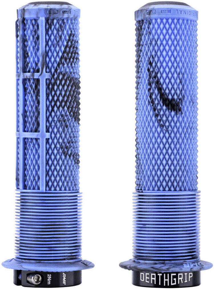 DMR DMR DeathGrip 2 Flanged Grips - Thick, Lock-On, Blue Marble