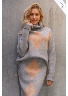 Hem & Thread Argyle Turtleneck Sweater