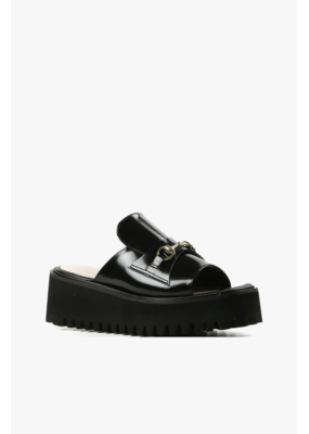 All Black Link Flatform Sandal