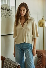 By Together By Together Knit Ribbed Oversized Collared Top