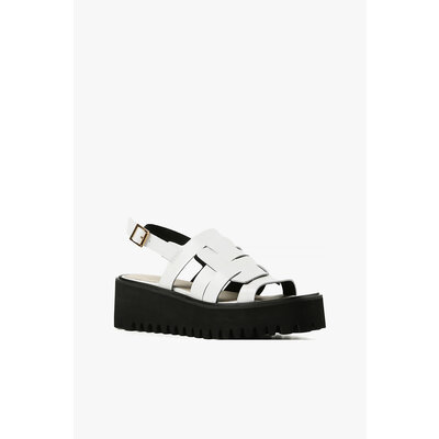 All Black Woven Buckle Flatform Sandal