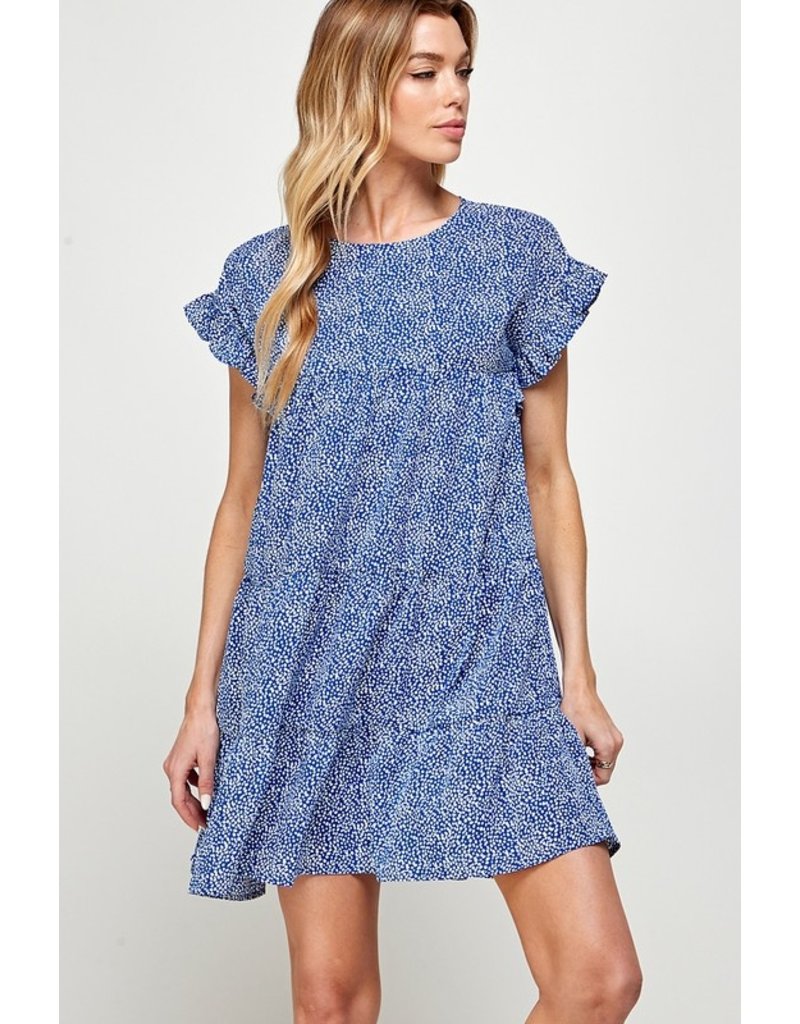 Solution Solution Ruffled Cap Sleeve Printed Dress