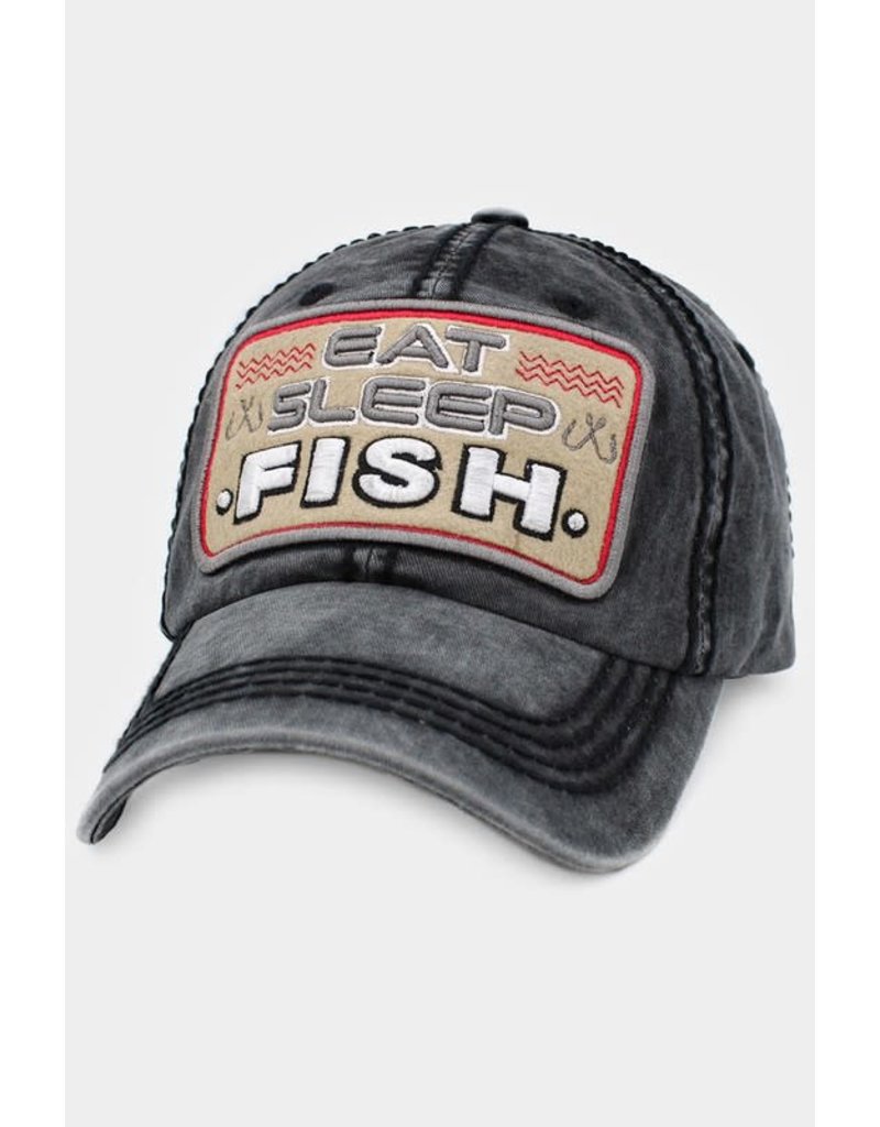 Wona Wona Eat, Sleep, Fish Vintage Baseball Hat