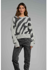 Elan Elan Zebra Print Crewneck Sweater