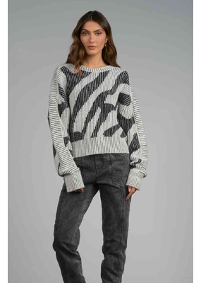 Elan Zebra Print Crewneck Sweater