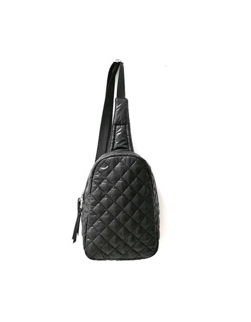 Peace Love Fashion Peace Love Fashion Quilted Sling Bag Black