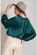 ee:some ee:some Tie Neck V Neck Holiday Blouse