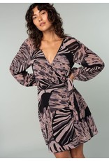 Lovestitch Lovestitch Abstract Long Sleeve O Ring Wrap Dress