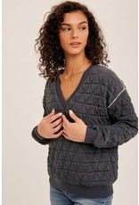 Hem & Thread Hem & Thread Triangle Shape Quilted Piping Sweatshirt