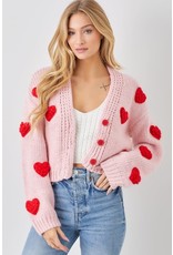 Baevely Baevely Heart Knit Novelty Cardigan