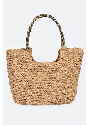 H & D Accessories Faux Straw Tote Bag