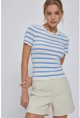 Be Cool Be Cool Short Sleeve Striped Sweater Top