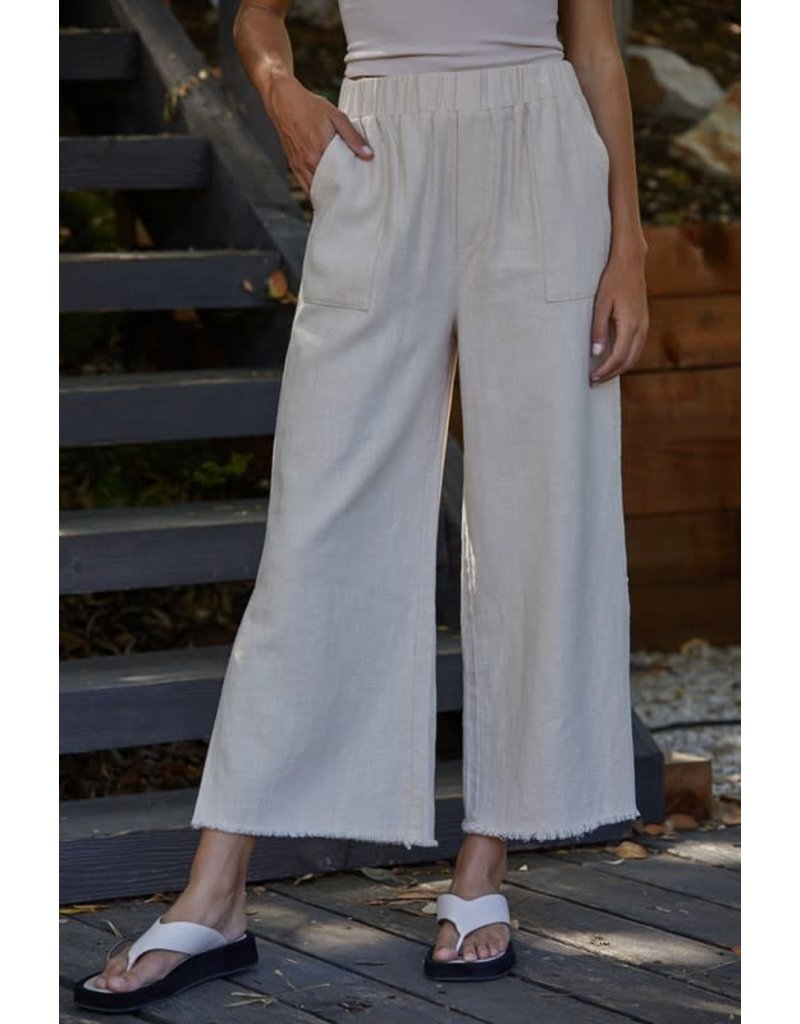 By Together By Together Woven Linen Straight Wide Leg Pants