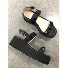 All Black All Black Pyramid Stud Flatform Sandal