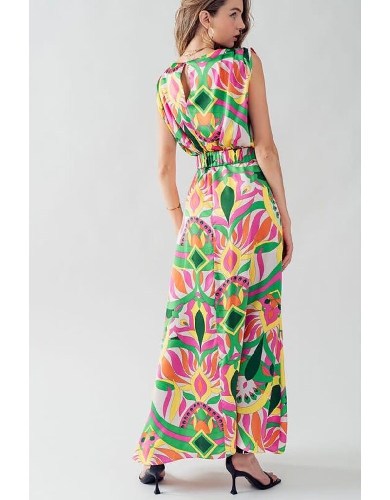 Trend Notes Trend Notes Abstract Print Midi Dress w/Belt