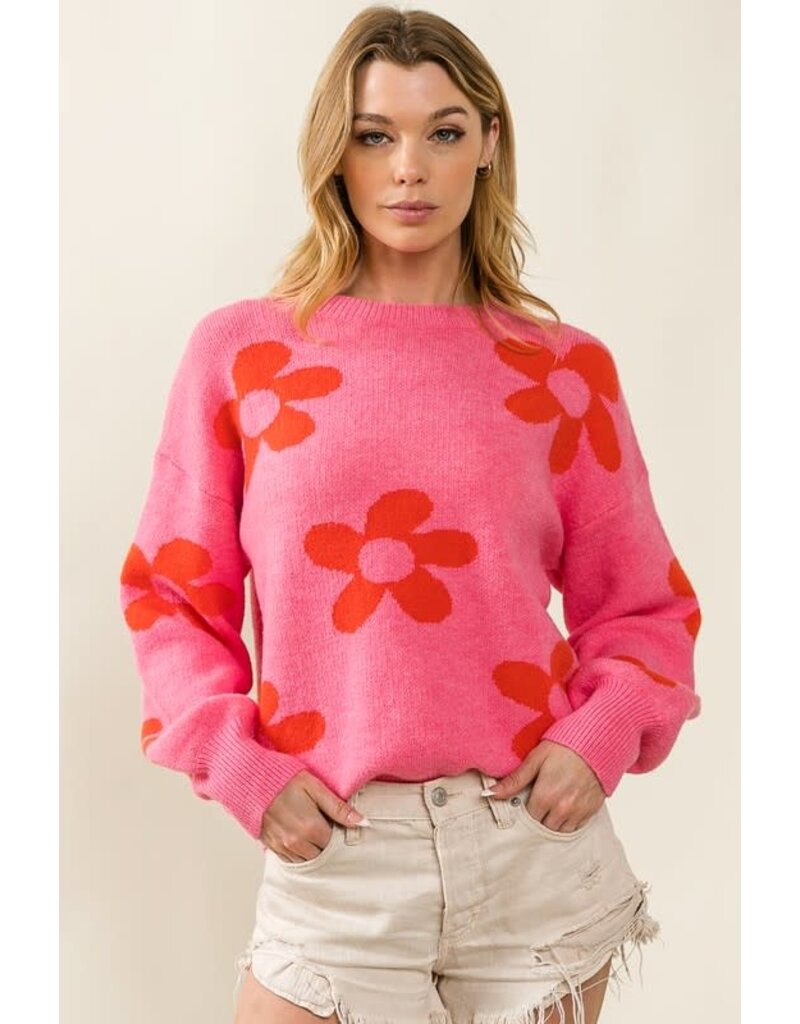 Bibi Bibi Flower Pattern Comfy Sweater