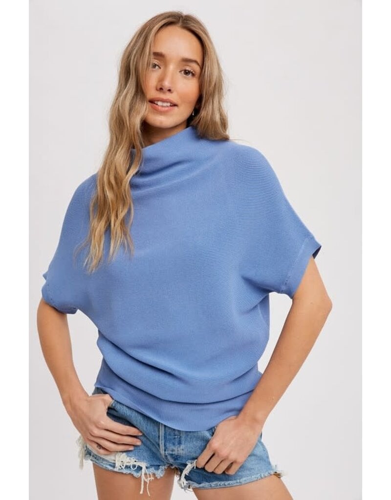 Bluivy Slouch Neck Short Sleeve Pullover T01282 - Bootery Boutique