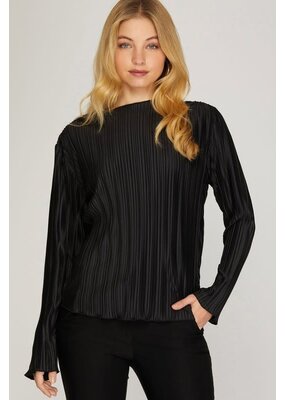 She + Sky Pleated Woven Top