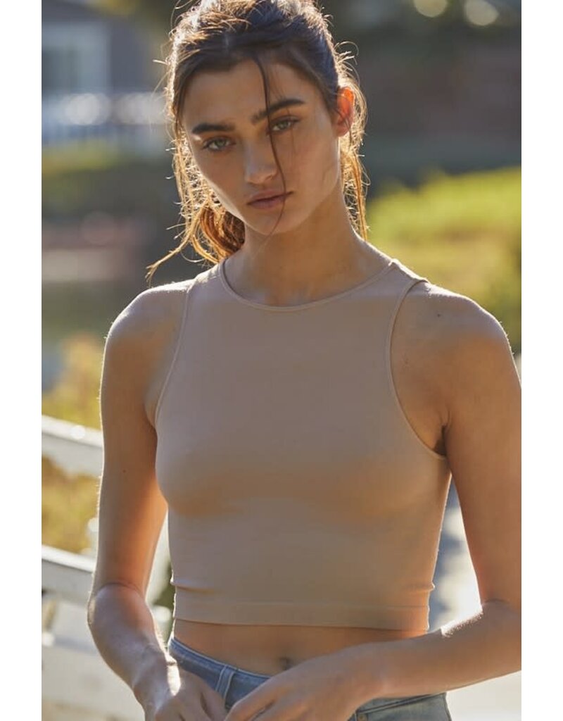 By Together Seamless Ribbed Sleeveless Crop Top S1021 - Bootery Boutique