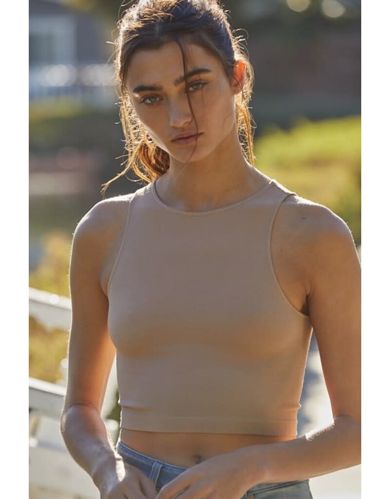 By Together Seamless Ribbed Sleeveless Crop Top S1021 - Bootery