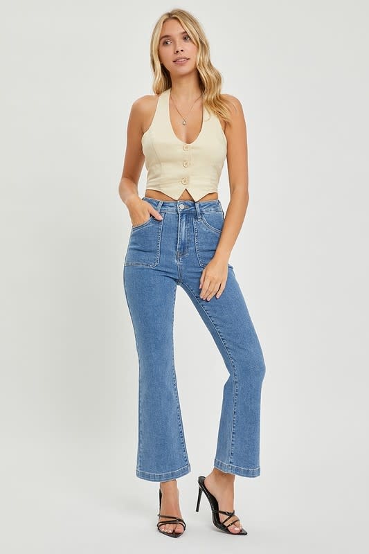 Risen High Rise Ankle Flare Jean RDP5608 - Bootery Boutique