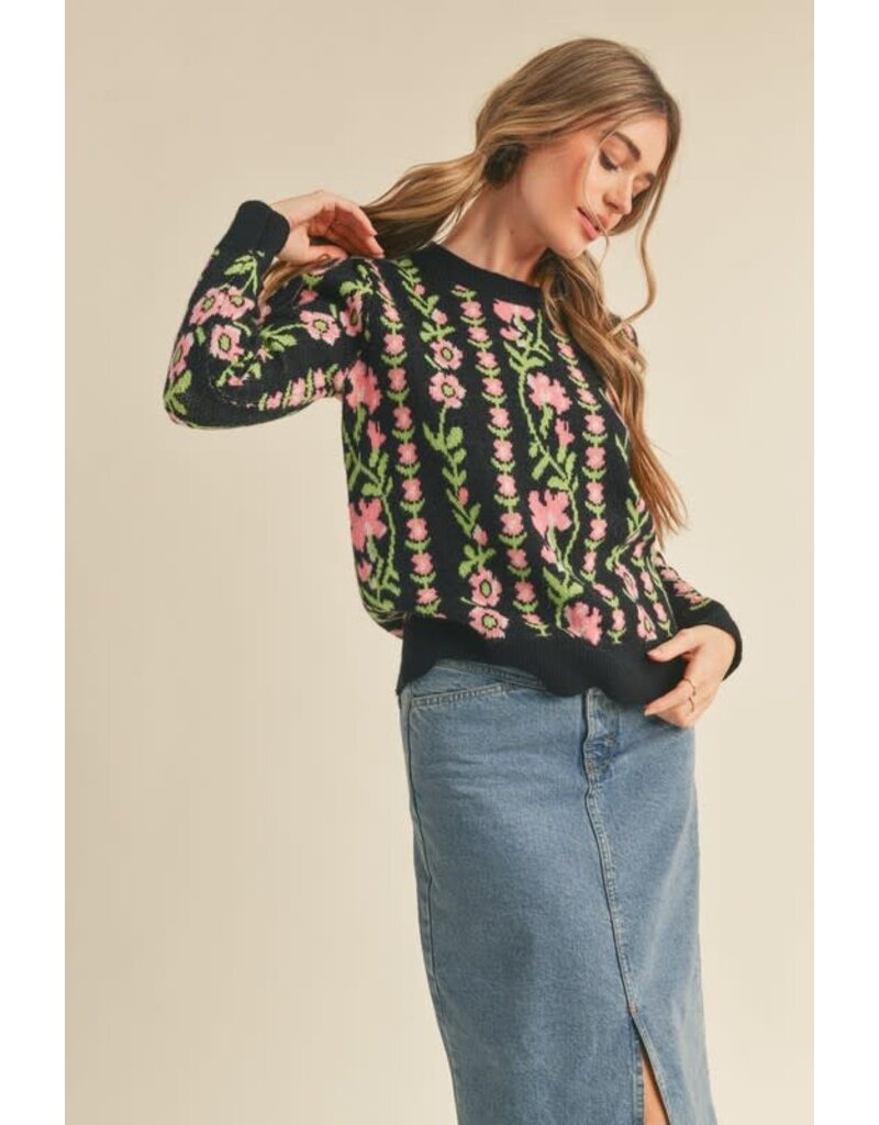 &Merci &Merci Floral Knit Pattern Sweater