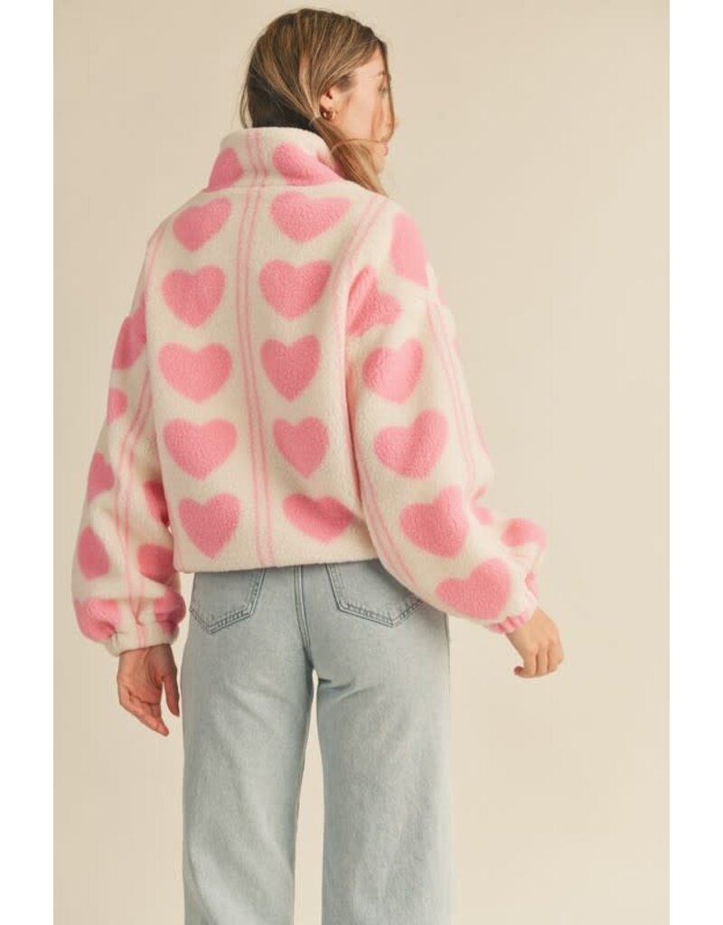 u0026Merci Heart Sherpa Jacket MJK2548 - Bootery Boutique
