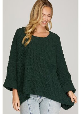 She + Sky Oversized 3/4 Sleeve Sweater