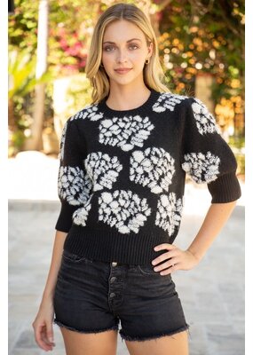 Voy Floral Puff Short Sleeve Sweater