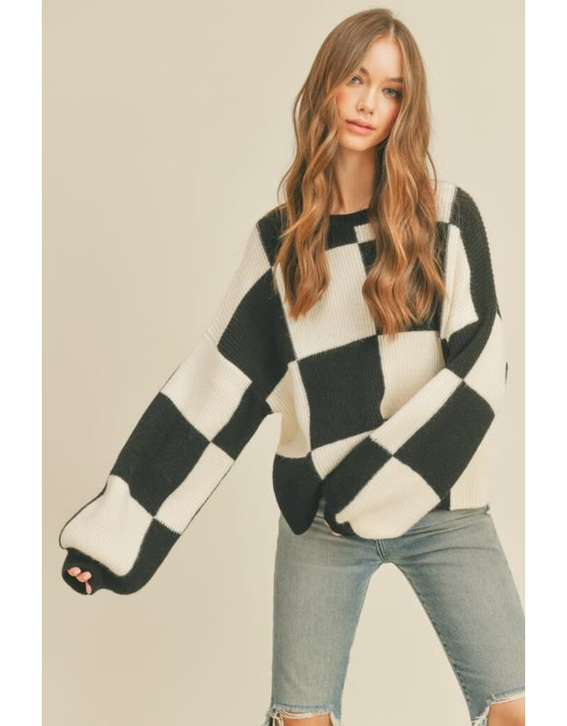 &Merci &Merci Oversized Checkerboard Pullover Sweater