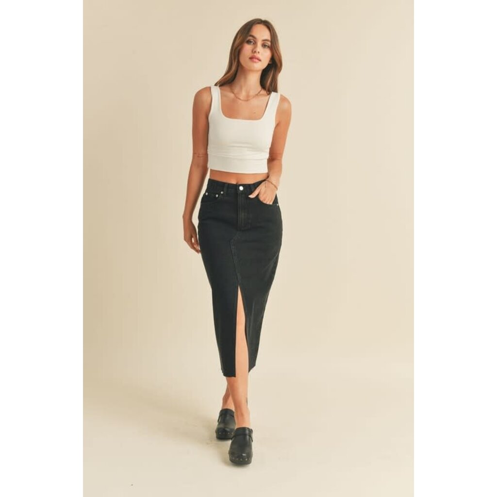 Miou Muse Miou Muse Washed Denim Midi Skirt